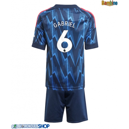 Maglie da calcio Arsenal Gabriel Magalhaes #6 Seconda Maglia Bambino 2025-26 Manica Corta + Pantaloni corti)
